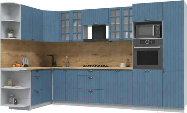 Изображение товара Кухонный гарнитур Интерлиния Берес 1.68x3.4 ВТ левая (дуб лазурный/дуб бунратти)