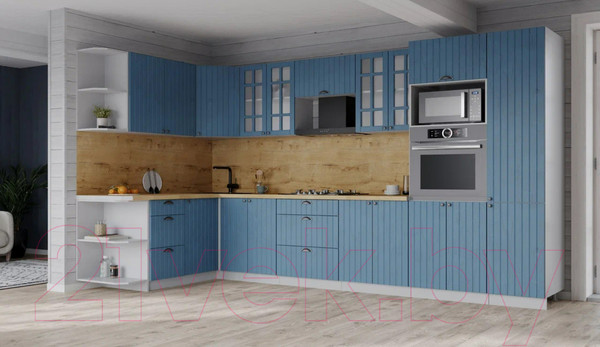 Изображение товара Кухонный гарнитур Интерлиния Берес 1.68x3.4 ВТ левая (дуб лазурный/дуб бунратти)