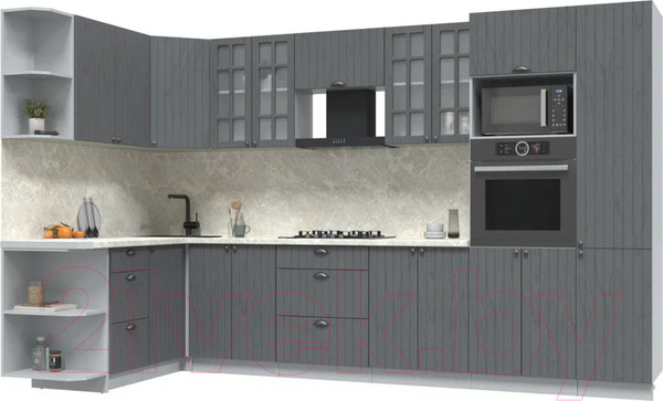 Изображение товара Кухонный гарнитур Интерлиния Берес 1.68x3.4 ВТ левая (дуб серый/опал светлый)