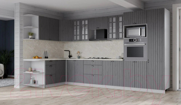 Изображение товара Кухонный гарнитур Интерлиния Берес 1.68x3.4 ВТ левая (дуб серый/опал светлый)