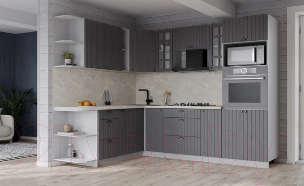 Изображение товара Кухонный гарнитур Интерлиния Берес 1.88x2.4 ВТ левая (дуб серый/опал светлый)