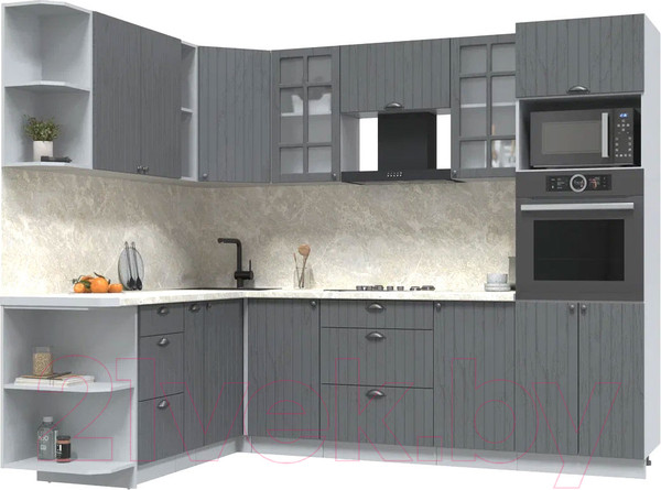 Изображение товара Кухонный гарнитур Интерлиния Берес 1.88x2.6 ВТ левая (дуб серый/опал светлый)