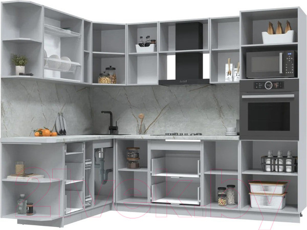 Изображение товара Кухонный гарнитур Интерлиния Берес 1.88x2.6 ВТ левая (дуб серый/опал светлый)