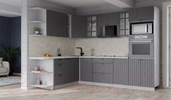 Изображение товара Кухонный гарнитур Интерлиния Берес 1.88x2.6 ВТ левая (дуб серый/опал светлый)