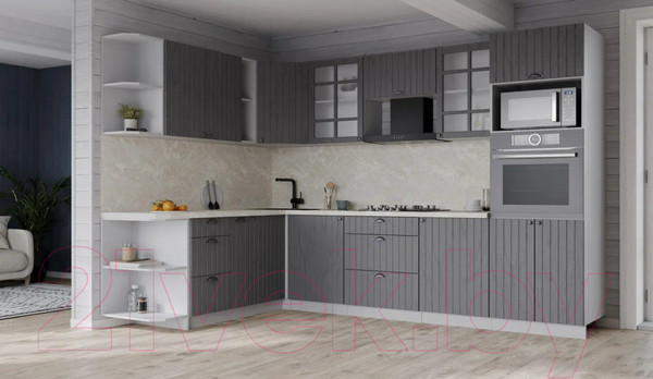 Изображение товара Кухонный гарнитур Интерлиния Берес 1.88x2.8 ВТ левая (дуб серый/опал светлый)