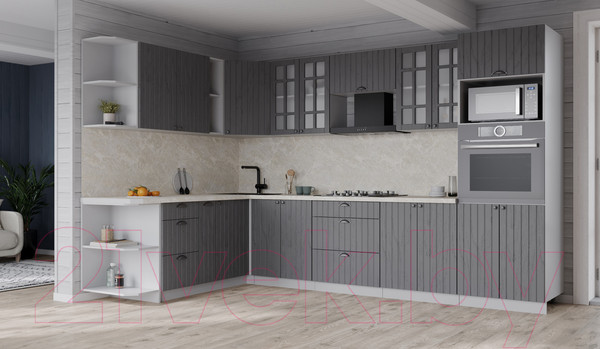 Изображение товара Кухонный гарнитур Интерлиния Берес 1.88x3.0 ВТ левая (дуб серый/опал светлый)