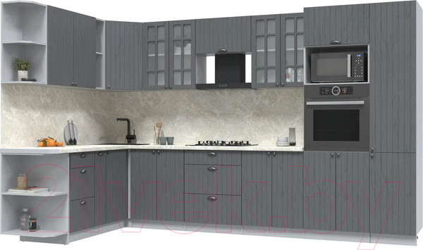 Изображение товара Кухонный гарнитур Интерлиния Берес 1.88x3.4 ВТ левая (дуб серый/опал светлый)