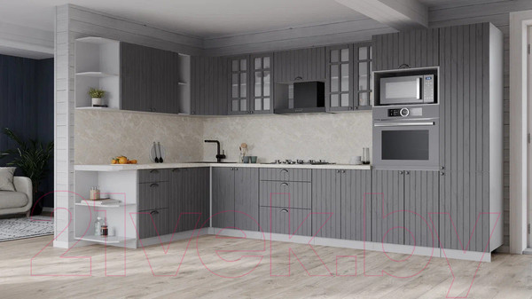 Изображение товара Кухонный гарнитур Интерлиния Берес 1.88x3.4 ВТ левая (дуб серый/опал светлый)