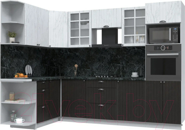 Изображение товара Кухонный гарнитур Интерлиния Берес 1.68x2.8 ВТ левая (дуб английский/дуб полярный/кастилло темный)