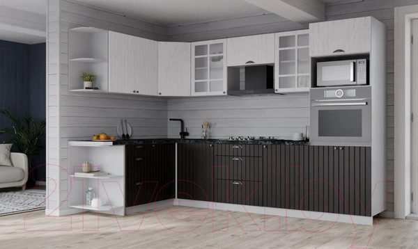 Изображение товара Кухонный гарнитур Интерлиния Берес 1.68x2.8 ВТ левая (дуб английский/дуб полярный/кастилло темный)