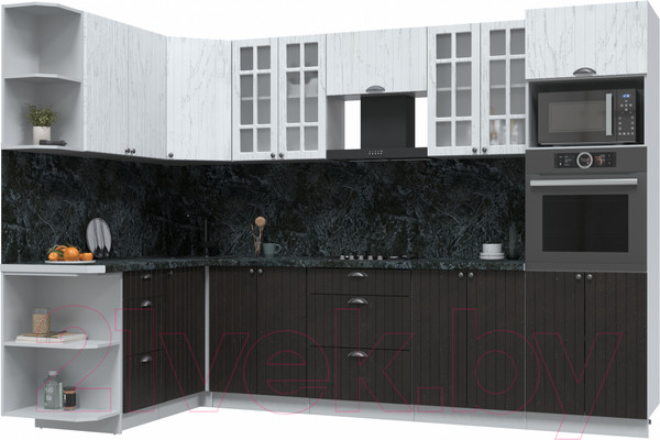 Изображение товара Кухонный гарнитур Интерлиния Берес 1.68x3.0 ВТ левая (дуб английский/дуб полярный/кастилло темный)