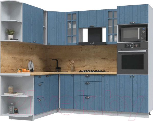 Изображение товара Кухонный гарнитур Интерлиния Берес 1.88x2.4 ВТ левая (дуб лазурный/дуб бунратти)