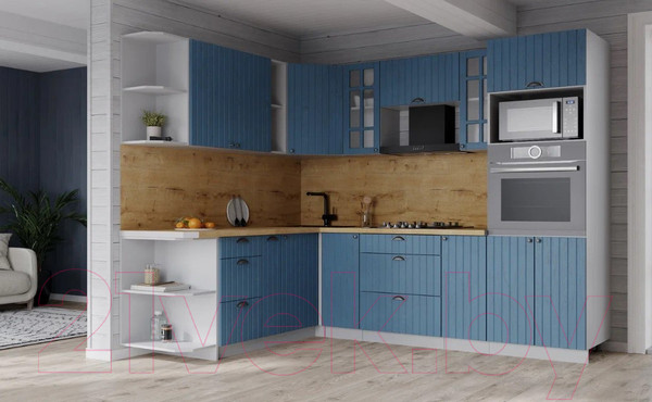 Изображение товара Кухонный гарнитур Интерлиния Берес 1.88x2.4 ВТ левая (дуб лазурный/дуб бунратти)