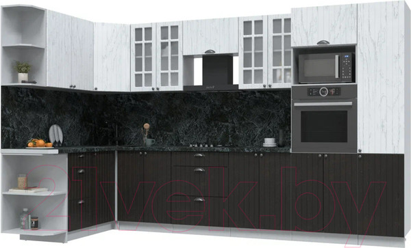 Изображение товара Кухонный гарнитур Интерлиния Берес 1.68x3.4 ВТ левая (дуб английский/дуб полярный/кастилло темный)