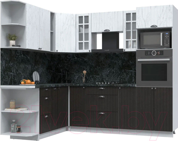 Изображение товара Кухонный гарнитур Интерлиния Берес 1.88x2.4 ВТ левая (дуб английский/дуб полярный/кастилло темный)