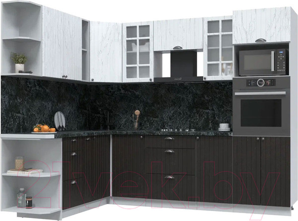 Изображение товара Кухонный гарнитур Интерлиния Берес 1.88x2.6 ВТ левая (дуб английский/дуб полярный/кастилло темный)