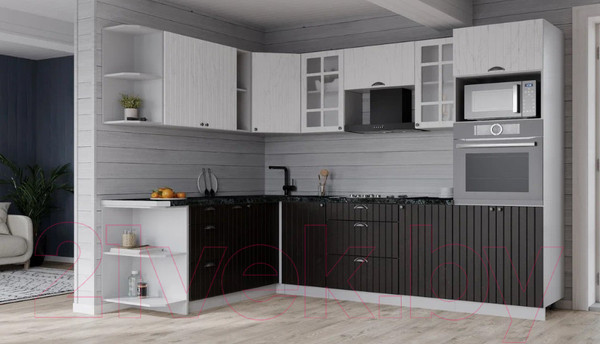 Изображение товара Кухонный гарнитур Интерлиния Берес 1.88x2.6 ВТ левая (дуб английский/дуб полярный/кастилло темный)