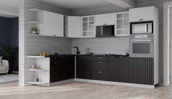 Изображение товара Кухонный гарнитур Интерлиния Берес 1.88x2.8 ВТ левая (дуб английский/дуб полярный/кастилло темный)