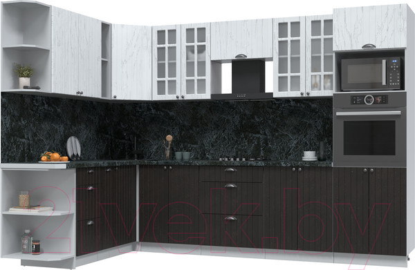 Изображение товара Кухонный гарнитур Интерлиния Берес 1.88x3.0 ВТ левая (дуб английский/дуб полярный/кастилло темный)