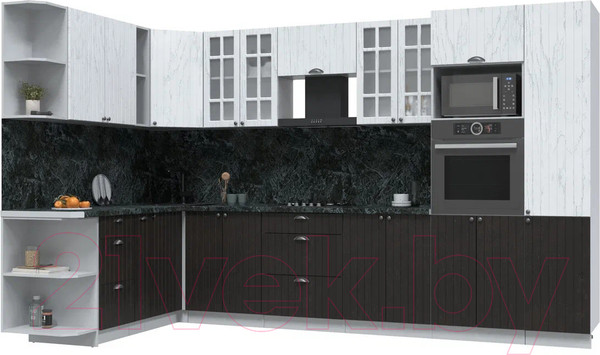 Изображение товара Кухонный гарнитур Интерлиния Берес 1.88x3.4 ВТ левая (дуб английский/дуб полярный/кастилло темный)