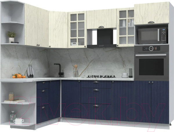 Изображение товара Кухонный гарнитур Интерлиния Берес 1.68x2.6 ВТ левая (дуб снежный/дуб королевский/серый каспий)