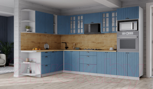 Изображение товара Кухонный гарнитур Интерлиния Берес 1.88x3.0 ВТ левая (дуб лазурный/дуб бунратти)