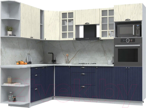 Изображение товара Кухонный гарнитур Интерлиния Берес 1.88x2.6 ВТ левая (дуб снежный/дуб королевский/серый каспий)