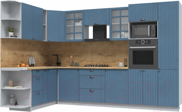 Изображение товара Кухонный гарнитур Интерлиния Берес 1.88x3.2 ВТ левая (дуб лазурный/дуб бунратти)