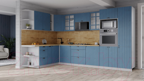 Изображение товара Кухонный гарнитур Интерлиния Берес 1.88x3.2 ВТ левая (дуб лазурный/дуб бунратти)