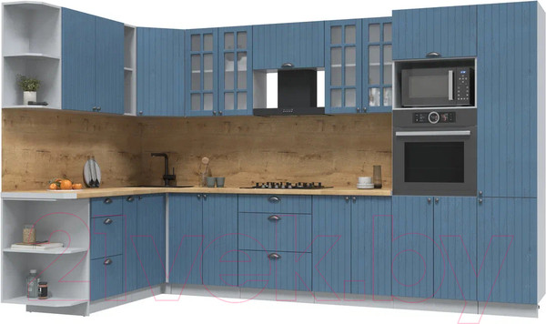 Изображение товара Кухонный гарнитур Интерлиния Берес 1.88x3.4 ВТ левая (дуб лазурный/дуб бунратти)