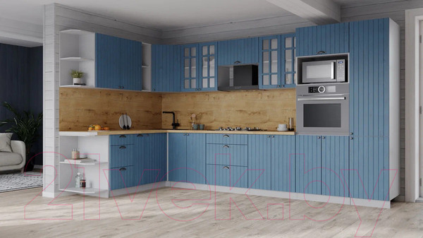 Изображение товара Кухонный гарнитур Интерлиния Берес 1.88x3.4 ВТ левая (дуб лазурный/дуб бунратти)