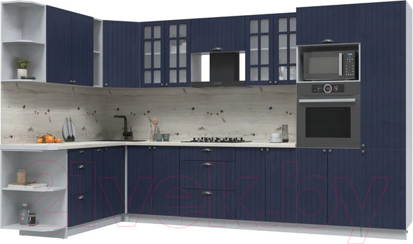 Изображение товара Кухонный гарнитур Интерлиния Берес 1.88x3.4 ВТ левая (дуб королевский/бискайская сосна)