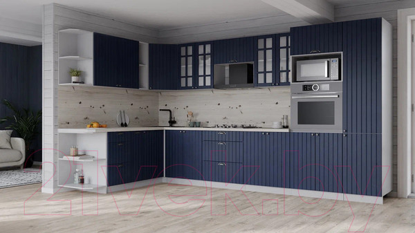 Изображение товара Кухонный гарнитур Интерлиния Берес 1.88x3.4 ВТ левая (дуб королевский/бискайская сосна)