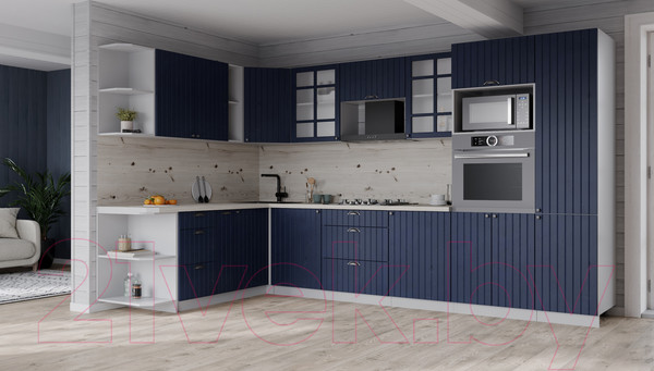 Изображение товара Кухонный гарнитур Интерлиния Берес 1.88x3.2 ВТ левая (дуб королевский/бискайская сосна)