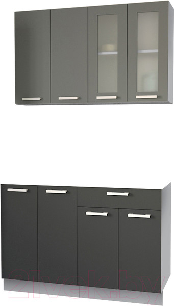 Изображение товара Кухонный гарнитур Интерлиния Мила 12 без столешницы (серебристый/антрацит)