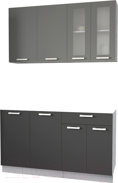 Изображение товара Кухонный гарнитур Интерлиния Мила 14 без столешницы (серебристый/антрацит)