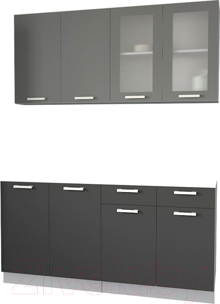 Изображение товара Кухонный гарнитур Интерлиния Мила 16 без столешницы (серебристый/антрацит)