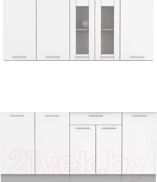 Изображение товара Кухонный гарнитур Интерлиния Мила 18 без столешницы (белый платинум)