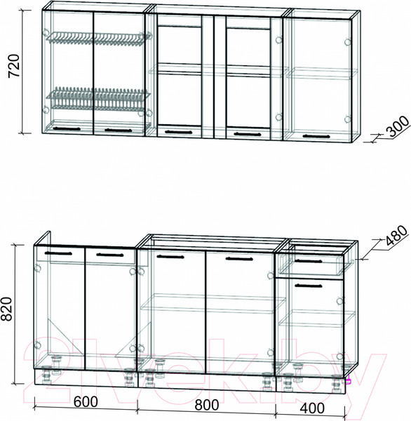 Изображение товара Кухонный гарнитур Интерлиния Мила 18-60 Без столешницы (бетон/бетон)