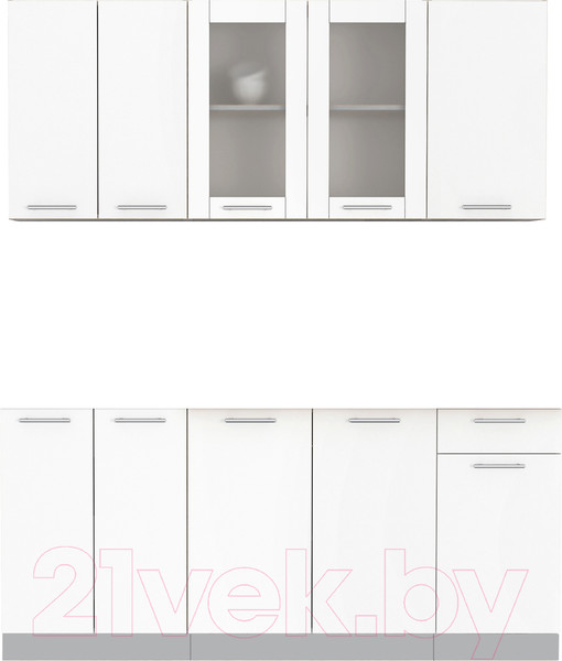 Изображение товара Кухонный гарнитур Интерлиния Мила 18-60 без столешницы (белый платинум)