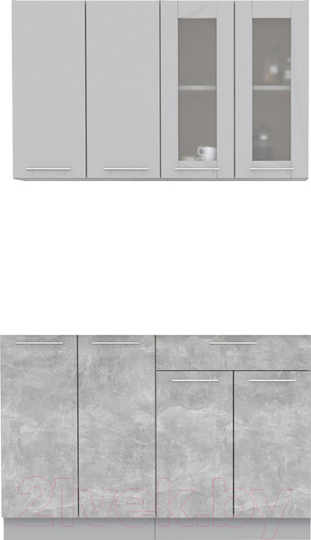 Изображение товара Кухонный гарнитур Интерлиния Мила 12 без столешницы (серебристый/бетон)