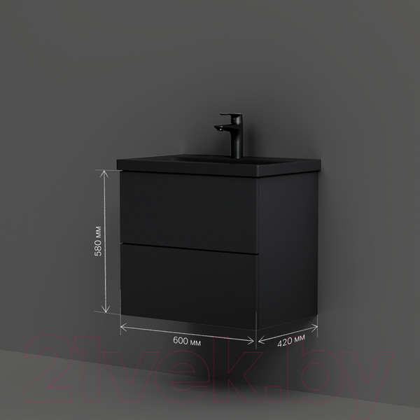 Изображение товара Тумба под умывальник AM.PM Gem M90FHX06022BM (черный матовый)