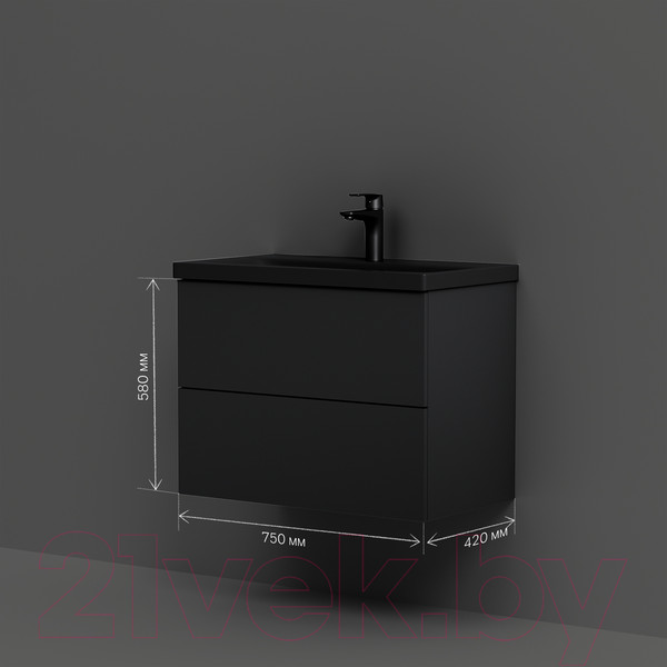 Изображение товара Тумба под умывальник AM.PM Gem M90FHX07522BM (черный матовый)