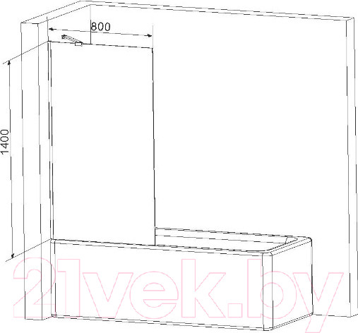 Изображение товара Стеклянная шторка для ванны AM.PM Gem W90BS-080-140BM