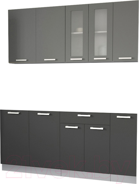 Изображение товара Кухонный гарнитур Интерлиния Мила 17 без столешницы (серебристый/антрацит)