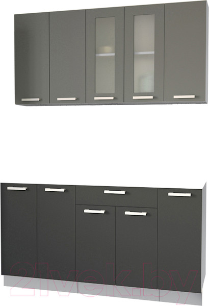 Изображение товара Кухонный гарнитур Интерлиния Мила 15 без столешницы (серебристый/антрацит)