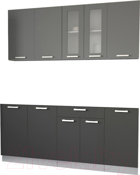 Изображение товара Кухонный гарнитур Интерлиния Мила 18 без столешницы (серебристый/антрацит)