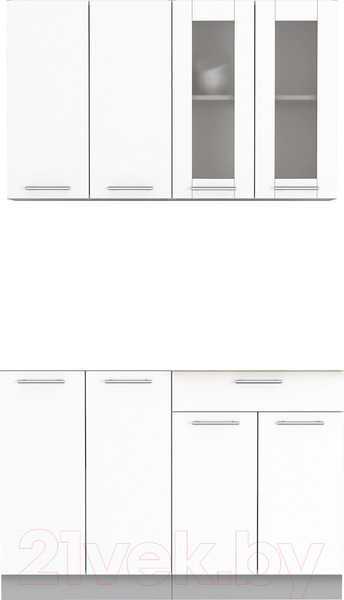 Изображение товара Кухонный гарнитур Интерлиния Мила 12 без столешницы (белый платинум)