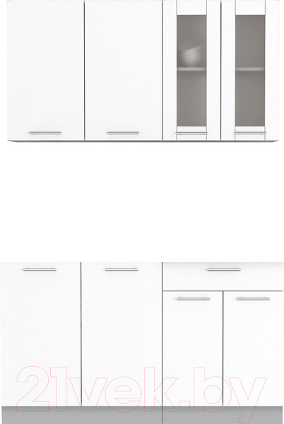 Изображение товара Кухонный гарнитур Интерлиния Мила 14 без столешницы (белый платинум)