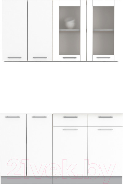 Изображение товара Кухонный гарнитур Интерлиния Мила 14-60 без столешницы (белый платинум)